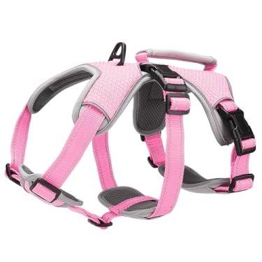 Imagem de BELPRO Peitoral multiuso para cães, à prova de fuga, refletivo, ajustável, com alça durável, arnês de caminhada para cães grandes/ativos (rosa, P)