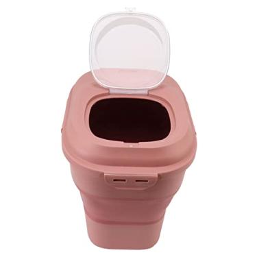 Imagem de Generic Escaninho do Recipiente do Cereal Alimento, Grande Capacidade Selável Dobrável Agregado Familiar Recipiente Arroz da Organização à Prova de Vazamento para Porcas (Rosa)