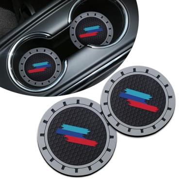 Imagem de Erivis 2 peças de porta-copos de carro para Chevy Chevrolet Silverado Colorado Tahoe Equinox Malibu Interior Acessórios, porta-copos de silicone antiderrapante com logotipo esportivo de 3 cores, 7 cm