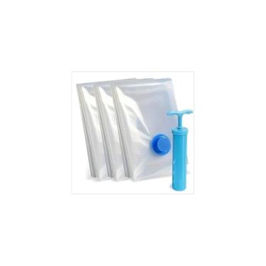 Imagem de Saco Organizador a Vácuo GG, 80x120cm, PVC Transparente, Redução de Volume 80%, com Zíper Hermético, 1 Unidade