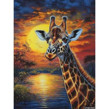 Imagem de UPABLUNSO DIY Girafa Pintura Diamante 30,5 x 40,6 cm, Kits de Brocas Redondas, Arte em Mosaico para Adultos Relaxar Decoração de Parede de Casa Presente Festival