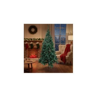 Imagem de Árvore de Natal Verde, 2,40m x 1,2m, 1400 Galhos, PVC e Ferro, Base Retrátil, Decoração Natalina para Casa e Escritório