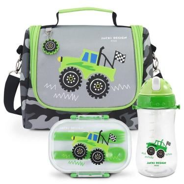 Imagem de Kit Lancheira Térmica, Pote Marmita 400ml E Garrafa 460ml Infantil Piccolino Verde