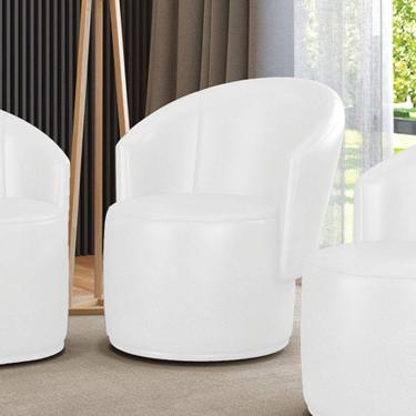 Imagem de Poltrona Decorativa Orgânica Fixa Para Sala Malu Sintético Pu M11 - D'rossi Branco