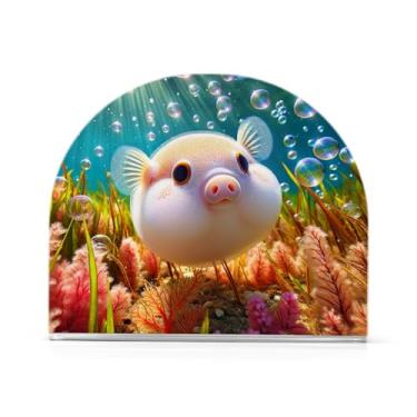 Imagem de Porta-guardanapos de baiacu para guardanapos de papel, suporte de guardanapo de acrílico para cozinha, suporte de guardanapo de pé para decoração de mesa de sala de jantar de cozinha, uso interno e