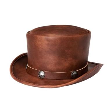 Imagem de EFDNK-HB Chapéu mágico clássico personalizado chapéu coco universal decoração de palco show mágico performance de rua (marrom)