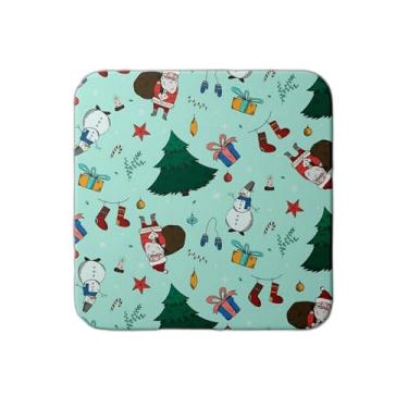 Imagem de Ladrilho Decorativo de Cerâmica Estampa Padrão de Natal Verde Claro