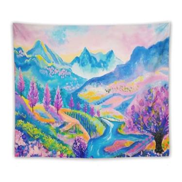 Imagem de Bola de discoteca em cacto rosa deserto paisagem tapeçaria de parede retrô boho decoração arte caprichosa para sala de estar quarto dormitório brincalhão oeste pendurado acento cena vibrante 70 x 90