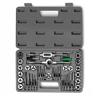 Imagem de Conjunto de Ferramentas Rosqueamento Manual com 40 Peças Tap and Die Métrico M3-M12 Estojo Armazenamento Kit Abrangente para e Rerosqueamento Aço Carbono Premium Inoxidável Cobre Latão Ferro Fundido M