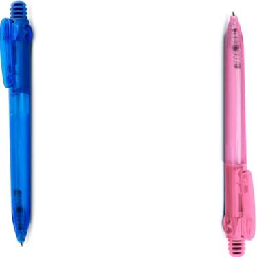 Imagem de Caneta Esferográfica Retrátil com Grip Antiderrapante, Escrita Azul, Plástico Translúcido, 10 Unidades, Design Executivo, Corpo Cilíndrico, para Escritório (Azul e Rosa)