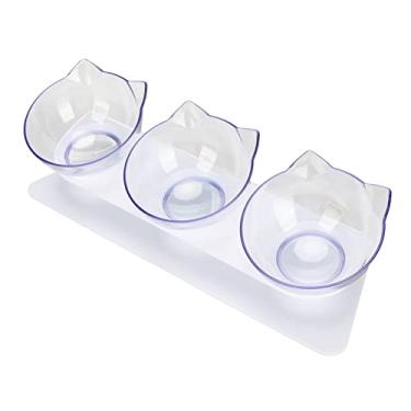 Imagem de Alomejor Tigela Elevada para Gatos, Conjunto de Tigela para Comida de Gato, Suporte de Plástico Inclinado de 0 a 15 Graus, Estação de Alimentação Elevada Anti-vômito para Animais de