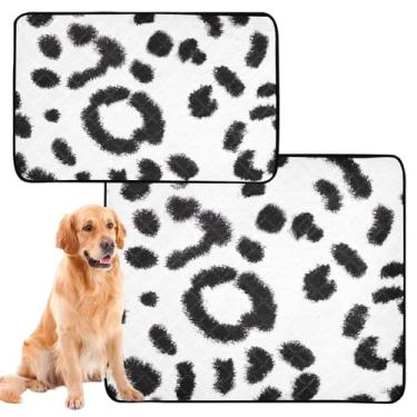 Imagem de Almofada de xixi reutilizável de pele de leopardo preto e branco lavável para cães, tapete de gaiola de cachorro fofo, impermeável, absorvente, almofadas de treinamento de filhotes, pequeno x pacote