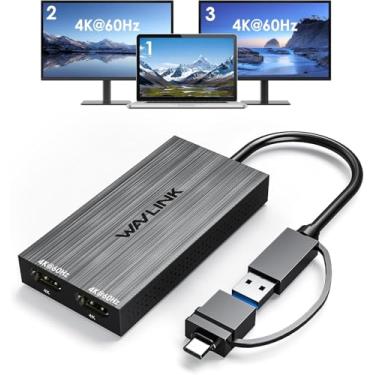Imagem de WAVLINK Adaptador USB para HDMI, monitor duplo 4K@60Hz para Mac M1/M2/M3/M4, USB-A&C disponível, driver Displaylink necessário