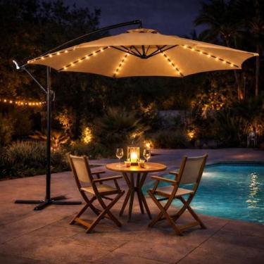 Imagem de Ombrelone com Led Articulado Guarda Sol De Praia Jardim Lateral 3 Metr