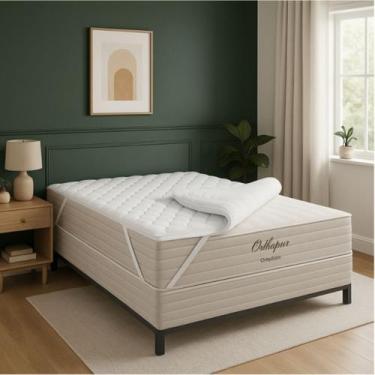 Imagem de Pillow Top Ortobom 200 Fios Percal 100 Algodão Hipoalergênico Conforto
