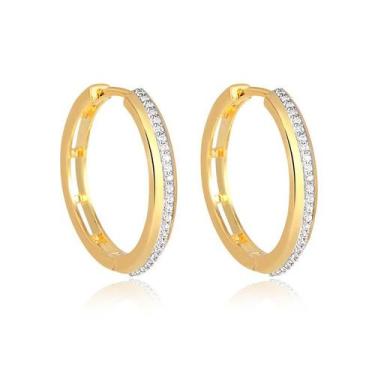 Imagem de Brinco Argola Cravejada Luxo - Affiora Semijoias