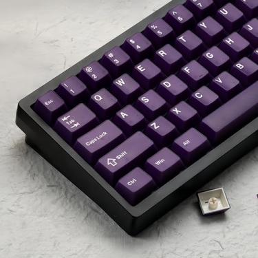 Imagem de dagaladoo Teclas de jade roxo, conjunto de teclas PBT Double Shot, conjunto de gelatina de cerâmica personalizada translúcida, tampas de teclas de perfil cereja para teclado mecânico 60%/65%/75%/TKL