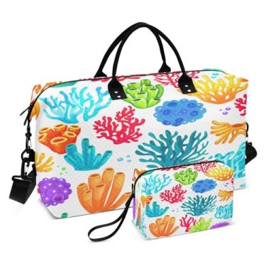 Imagem de CEBUGI Bolsa feminina acolchoada coral colorida para viagem de fim de semana, bolsa hospitalar para trabalho de parto e parto