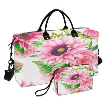 Imagem de CEBUGI Bolsa esportiva acolchoada de girassóis para mulheres, grande, bolsa de viagem de fim de semana, bolsas hospitalares para trabalho de parto e parto