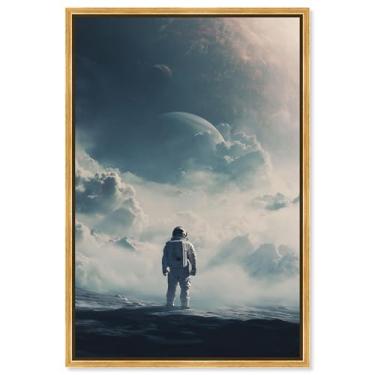 Imagem de Arte de parede de astronauta Starbound Surveyor II da Art Remedy, moldura dourada, 50 x 76 cm