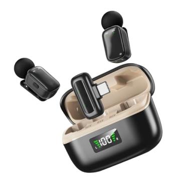 Imagem de Luocute Mini Microfone de Lapela Sem Fio, Microfone de Lapela Com Trocador de Voz Com Redução de Ruído AI e Interface Tipo C, para Gravação de Vídeo Vlog Podcast Entrevista (Damasco Preto)