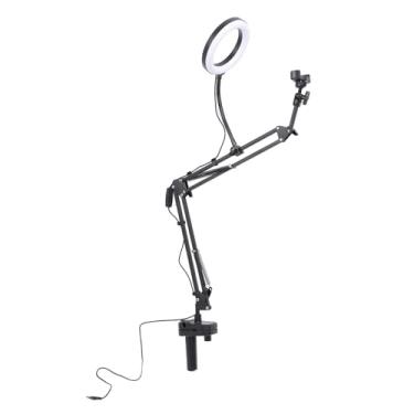 Imagem de Yinhing Luz Selfie Com 3 Opções de Temperatura de Cor Braço Retrátil Design Suspenso Suporte de Telefone Com Braçadeira Versátil para Gravação de Vídeo e Transmissão Ao Vivo