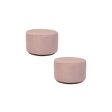 Imagem de Puff Infantil Encantos Banqueta Multiuso Para Quarto Espaço Kids Sala pés antiumidade - Banco Redondo/Suede - Cores (2 ENCANTUS ROSE)