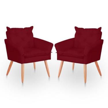Imagem de Kit 02 Cadeira Poltrona para Sala e Quarto Confortável e Reforçada (Bordô)