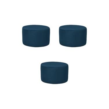Imagem de KIT 3 Puff Infantil Encantus Banqueta Multiuso Para Quarto Espaço Kids Sala pés antiumidade - Banco Redondo/Suede - Cores (3 ENCANTUS AZUL)