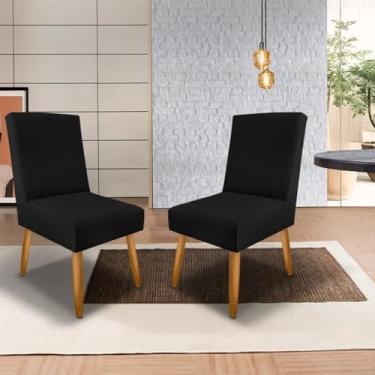 Imagem de Kit 2 Cadeiras Modernas para Cozinha e Sala de Jantar - Design Contemporâneo e Confortável(Preto)
