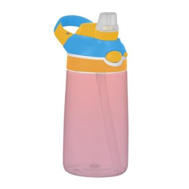 Imagem de Garrafa de água infantil de 473 ml com tampa de canudo à prova de vazamento, garrafa de água esportiva para escola, portátil, 473 ml, copos de viagem para crianças, alça de transporte, rosa coral