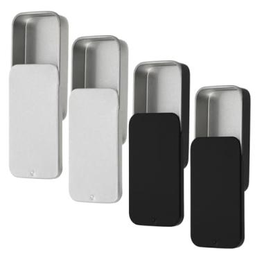 Imagem de 4 peças mini caixa de lata de metal deslizante retangular vazia articulada caixa de lata 6 x 3,3 x 1 cm organizador de itens pequenos portátil estilo moderno recipientes organizadores domésticos para