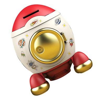 Imagem de Generic Cofrinho de Foguete Espacial Estilo Desenho Animado, Grande Capacidade, Jarra de Economia de Dinheiro para Crianças, Ornamento para Casa (Ouro Rosa Romântico)