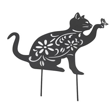 Imagem de Estink Cat Yard Art Silhuetas de Gato Estaca de Jardim de Metal Preto Decoração de Estacas de Gato Com Aparência Vívida e Design Oco para Decoração de Quintal e Enfeites de Gramado