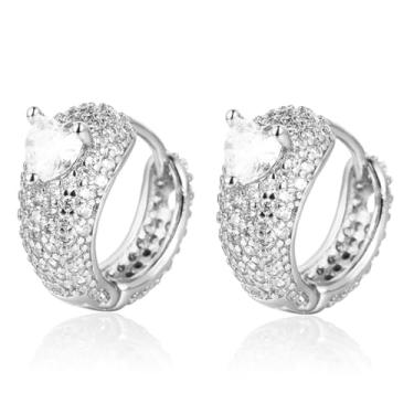 Imagem de LOMISS BRINCO ARGOLA FOLHEADO A OURO 18K ZIRCÔNIA CRAVEJADA (PRATA)