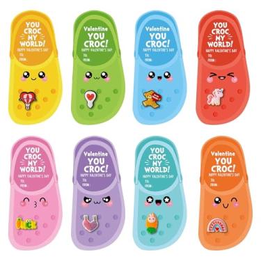 Imagem de CFuguier Pingentes de sapato para cartões de dia dos namorados - 48 conjuntos de cartões festivos de dia dos namorados tamancos sapato decoração de silicone pingentes aleatórios diferentes acessórios