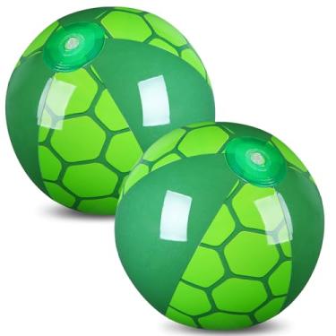 Imagem de Leyndo Pacote com 2 bolas de praia para crianças com tema de tartaruga de 30 cm bolas de praia infláveis para jogos de piscina de verão presentes de festa de aniversário de tartaruga suprimentos