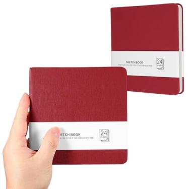 Imagem de PATIKIL Caderno de desenho pequeno, 14 x 13 cm, pacote com 2, mini bloco de papel aquarela, 300 g/m2, papel grosso, 24 folhas/48 páginas, bolso quadrado para desenhar, viagem, artista, adultos