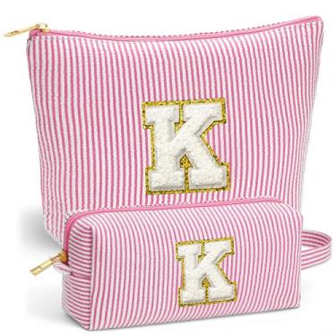 Imagem de Bolsa de cosméticos Foufo Pink Initial K 26x9x20cm e bolsa - Fohufo