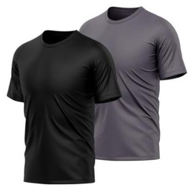 Imagem de Kit 2 Camisetas Masculina Dry Manga Curta Proteção UV Slim Fit Básica Academia Treino Fitness-Masculino