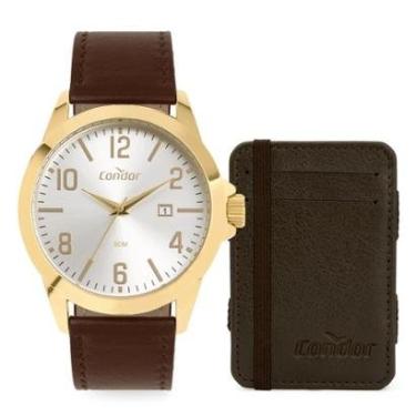 Imagem de Kit Relógio Condor Masculino Dia A Dia Dourado - COPC32HI/K5K-Unissex