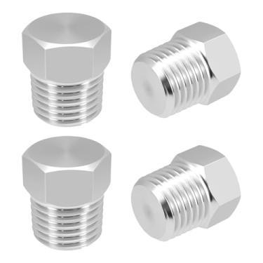 Imagem de HONSNKS 4 peças 1/10.2 cm NPT macho cabeça sextavada plugue de tubo | Encaixe rosqueado de aço inoxidável 304 | Para sistemas hidráulicos/pneumáticos