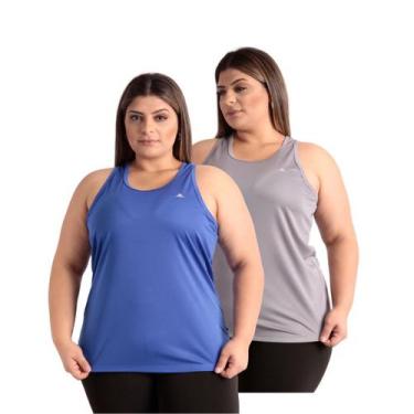 Imagem de Kit 2 Blusas Regatas Plus Size Dry Fit Feminina Academia - Força Do So