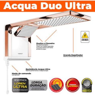 Imagem de Ducha 2 Duchas Lorenzetti Branco Rose Acqua Duo Ultra 220v 7800w
