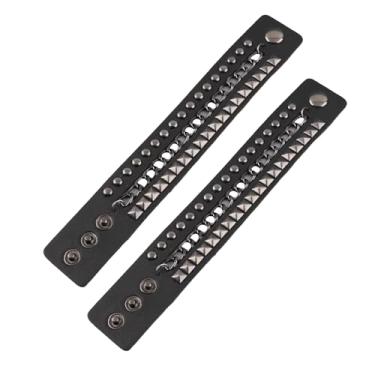 Imagem de Luqeeg Pulseiras de Couro Falso Com Rebite retrô Punk para Roupas Personalizadas, 2 Peças Pulseira Vintage Multicamadas para Punk, Eventos de Festa retrô