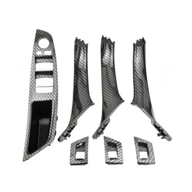 Imagem de Maçaneta da porta interna do carro, tampa decorativa do painel do apoio de braço, compatível com BMW Série 5 F10 F18 520i 525i 528i 2010 2011 2012 2013-2016 Direção esquerda LHD(Carbonfiber)