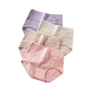 Imagem de Calcinhas Modeladoras Femininas plus Size De Cintura Alta 4PCS Em Algo