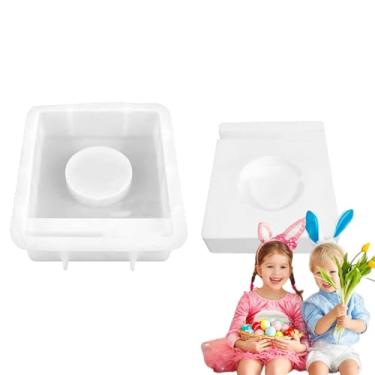 Imagem de Moldes Para Porta-Velas, Molde De Fundição Em Formato De Coelho, Molde De Silicone Para Suporte De Vela, Para Amantes De DIY Gesso Festa Argila Férias Aniversário