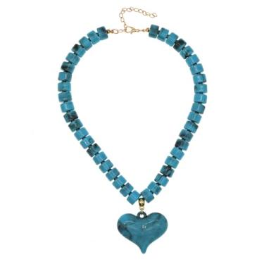 Imagem de JNF Colar feminino com contas de coração grosso, coração, grande, gargantilha, colares, boêmio, resina, miçangas, gola, joias, presente, Adjustable, Resina, Esmeralda
