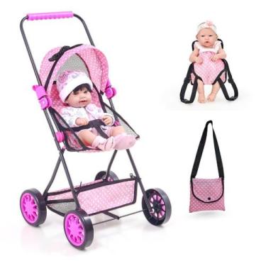 Imagem de Carrinho De Boneca Veneza Baby Sag Menina Reborn Alive, Rosa